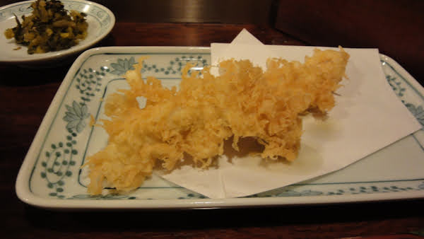 a plate of eel tempura